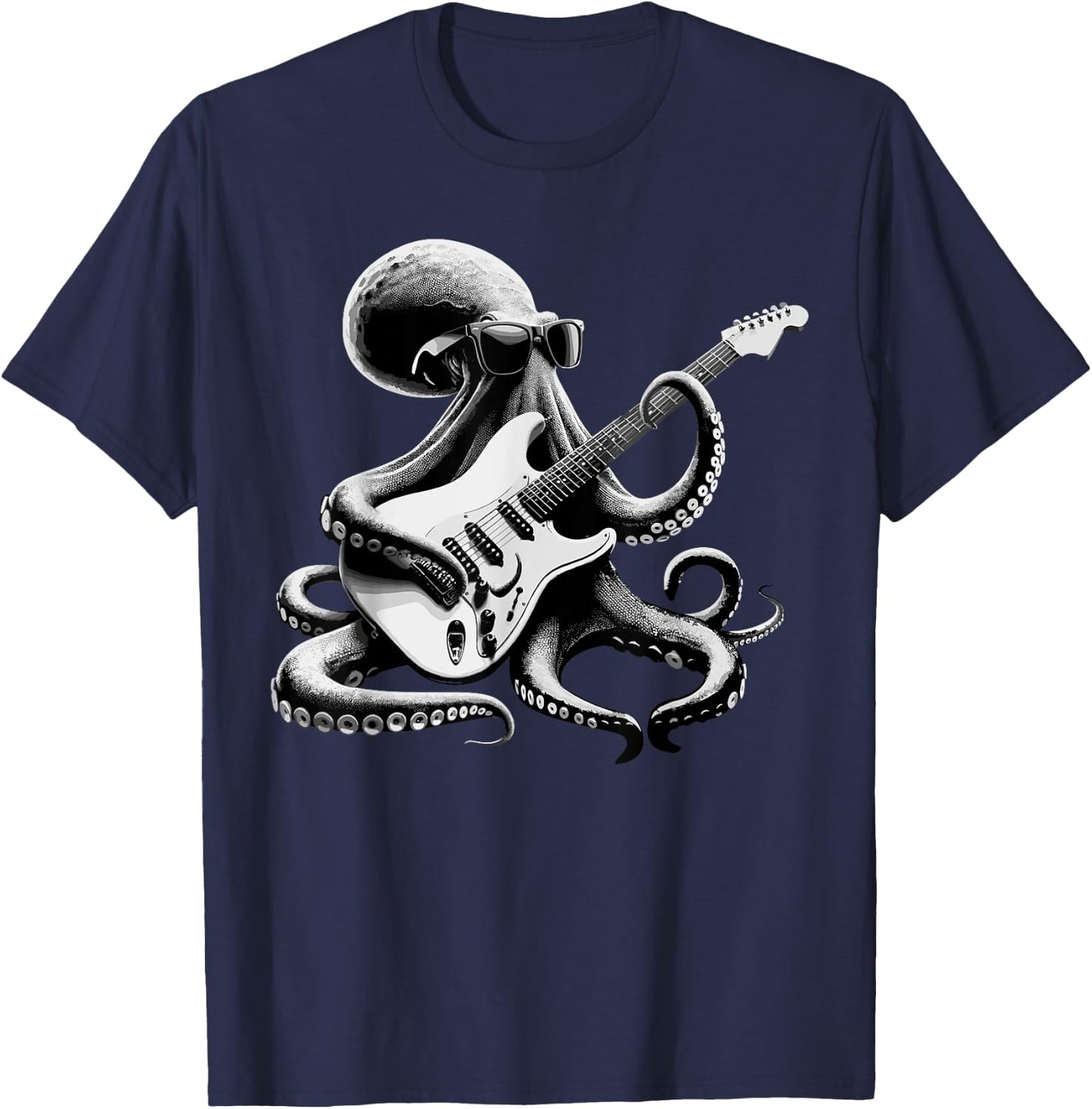Guitar Octopus Novelty Rock Music Band Concert Funny Guitar T-Shirt - T-Shirt | Navy