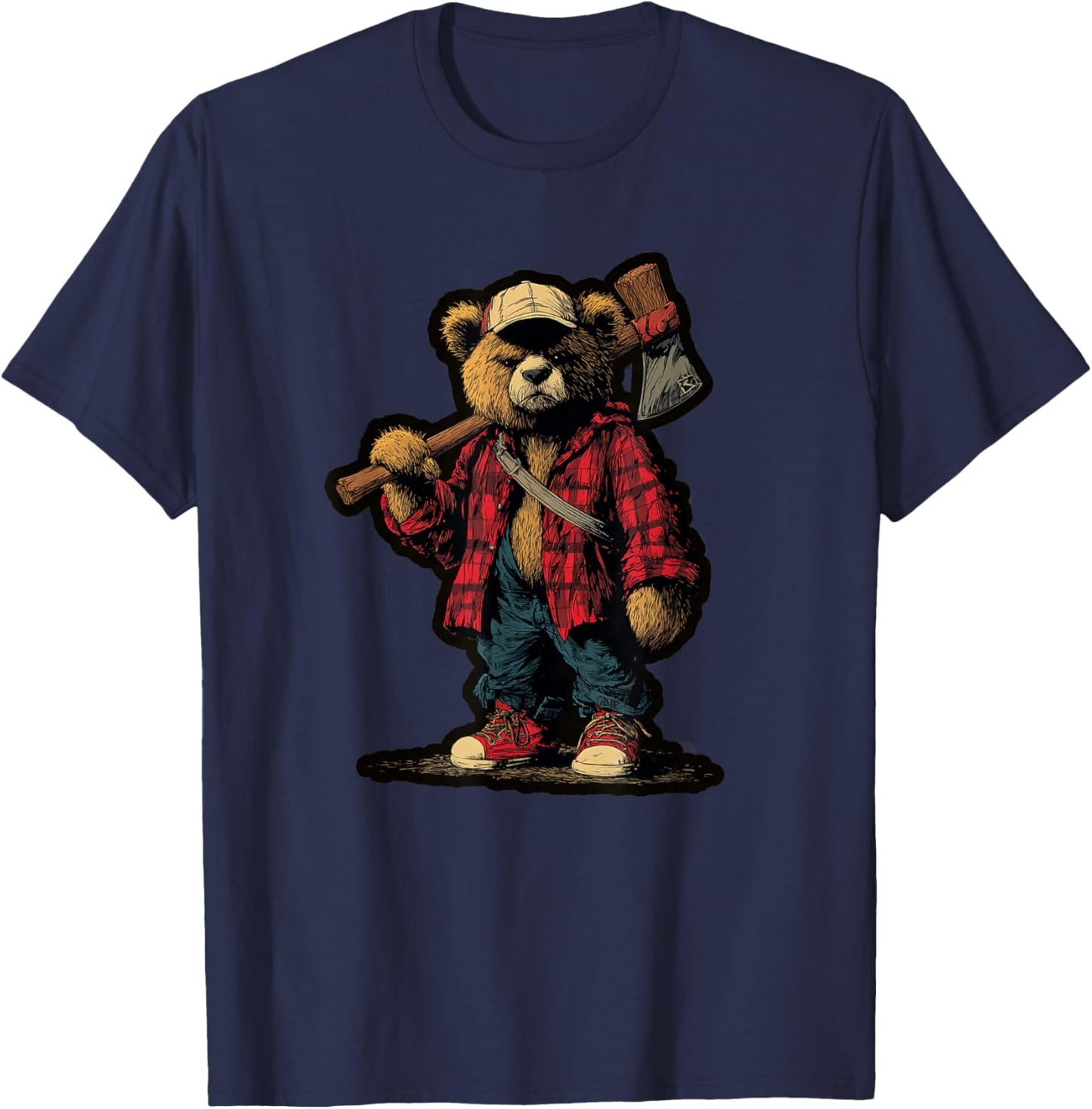 Strong Tree Cut Teddy Bear Costume for Lumberjack Lovers T-Shirt - T-Shirt | Navy