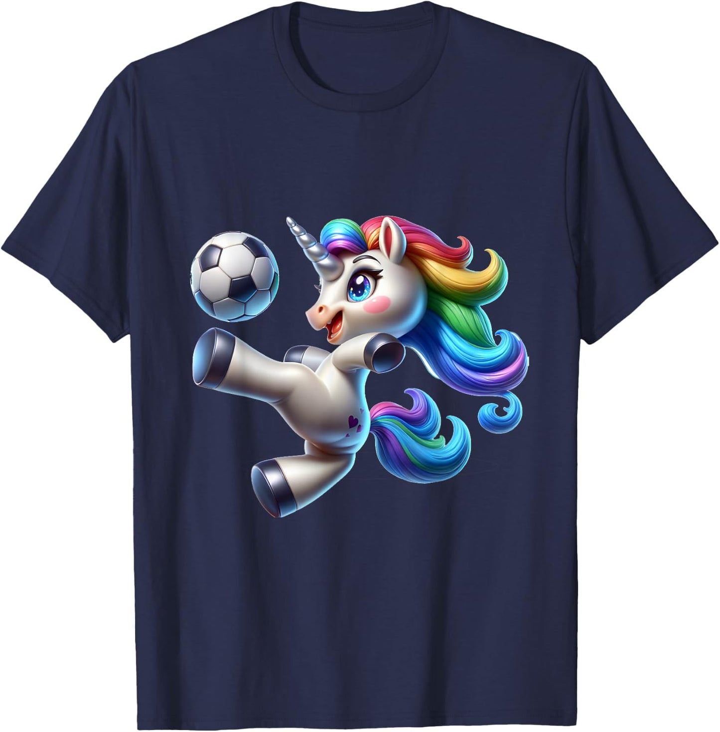 Cute Soccer Player Unicorn T-Shirt - T-Shirt | Navy