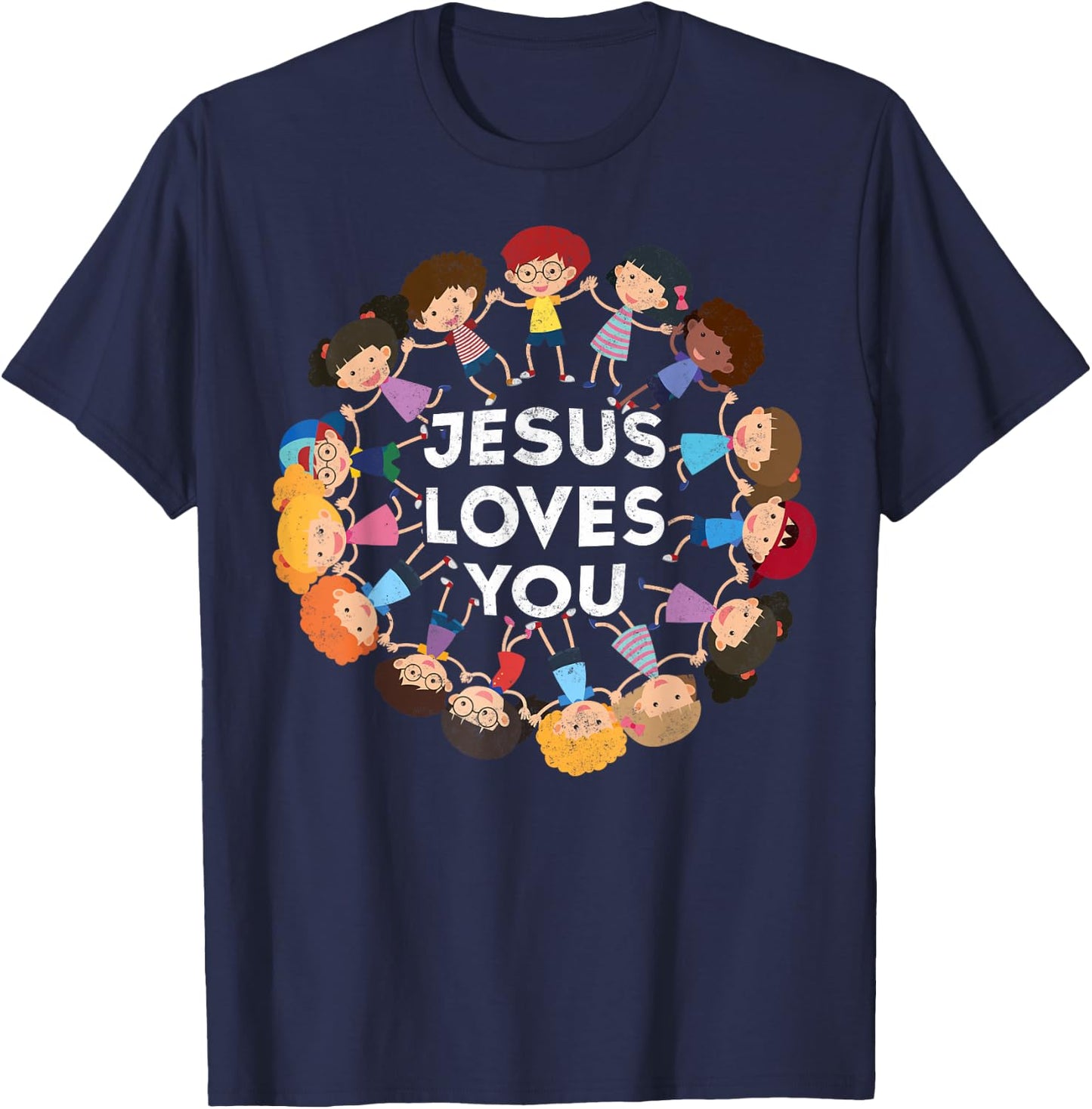 Jesus Loves You Christian Kids Jesus Christ Bible Lover T-Shirt - T-Shirt | Navy