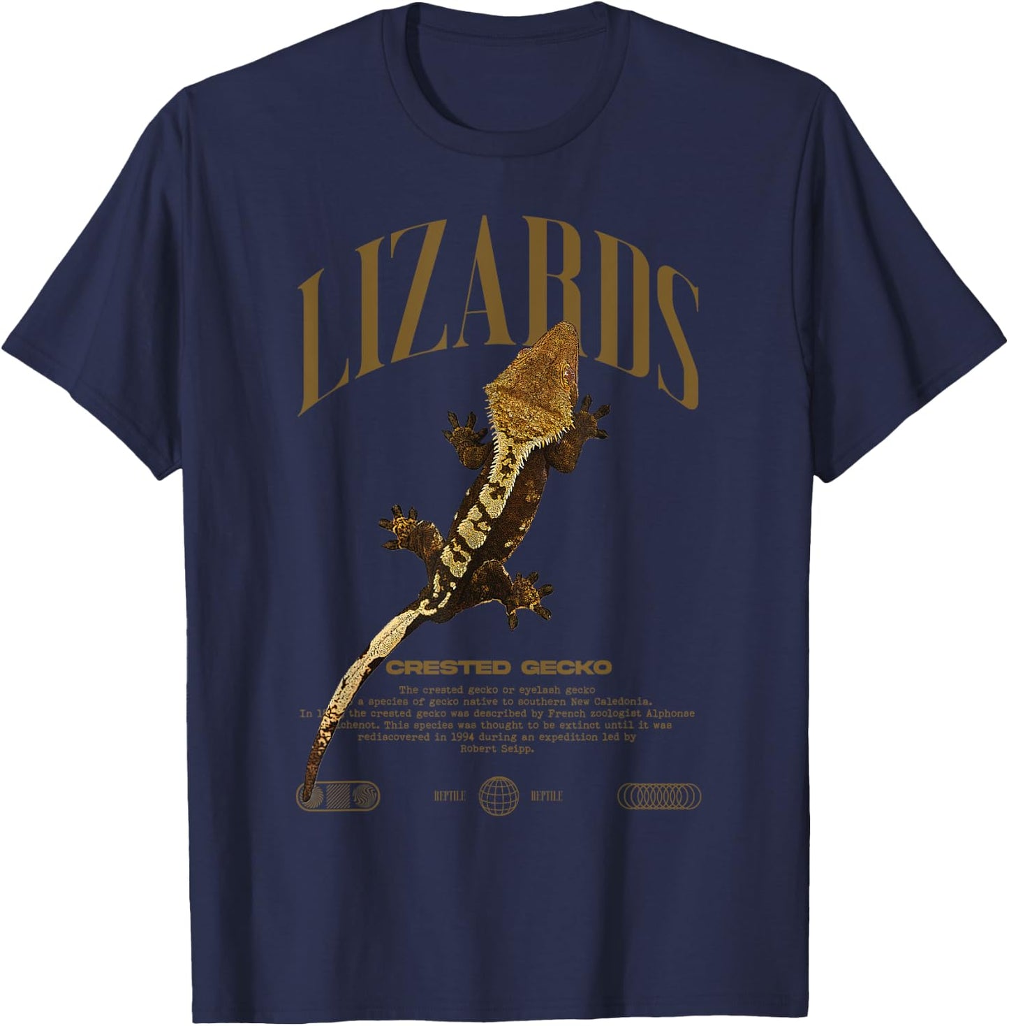 Crested Gecko Streetwear Lizard Keeper T-Shirt - T-Shirt | Navy