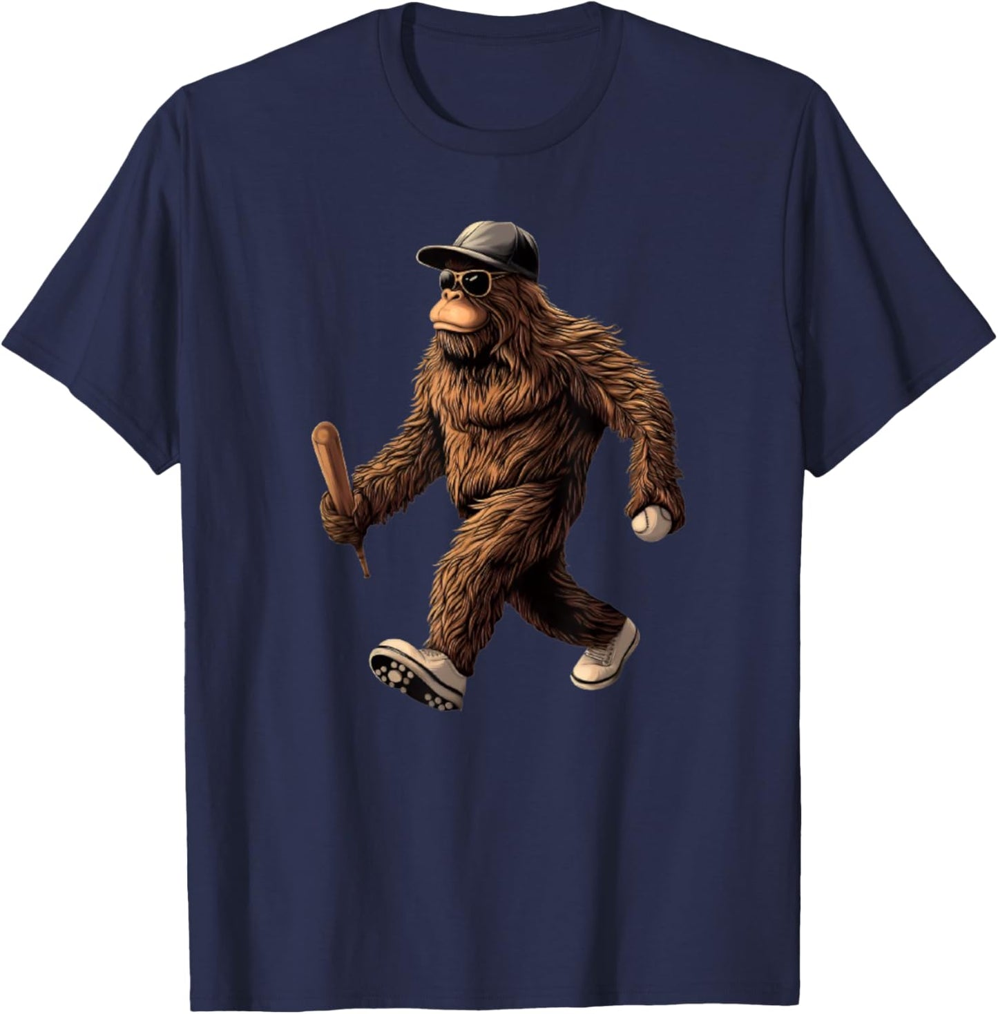 Funny Bigfoot Sasquatch Women Coach Player Baseball T-Shirt - T-Shirt | Navy