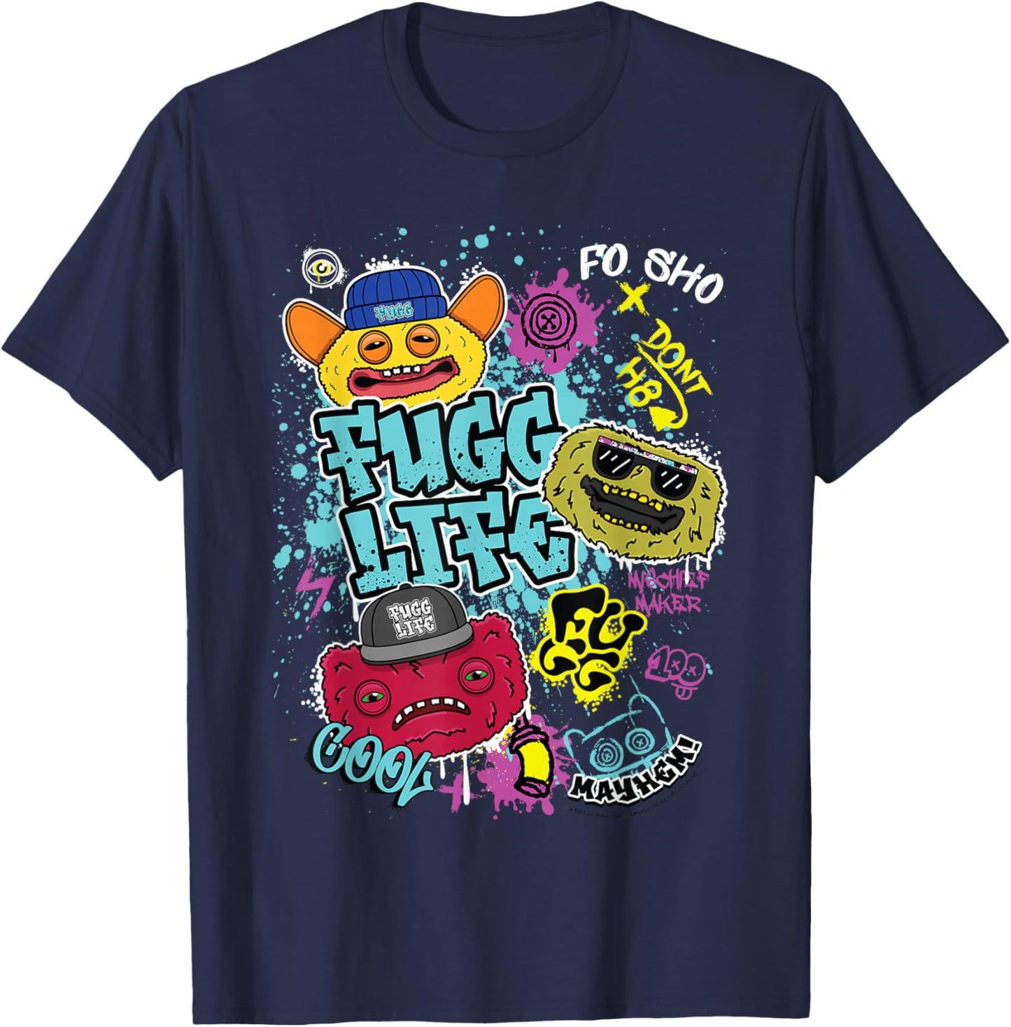 Fugg Life Grin Grin Count Underoo Mcgoo & Wide Eyed Weirdo T-Shirt - T-Shirt | Navy