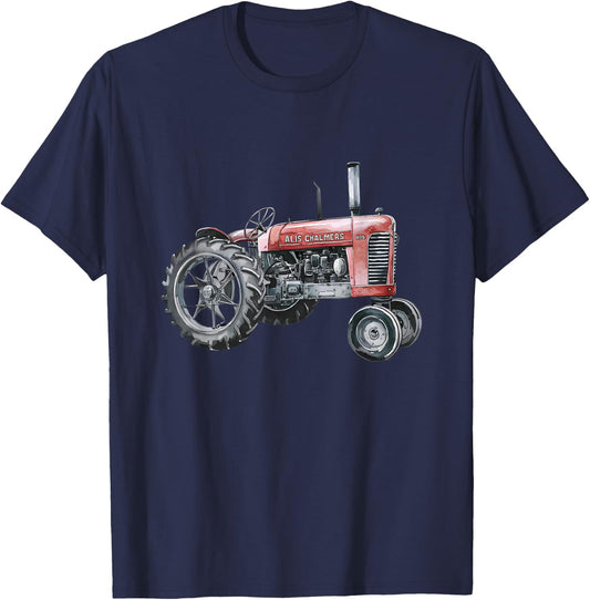 Vintage Chalmers WD45 Tractor Watercolor Product T-Shirt - T-Shirt | Navy