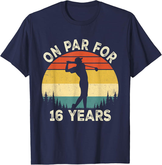 Funny 16th Birthday Golf Golfer 16 Year Old Golf Birthday T-Shirt - T-Shirt | Navy