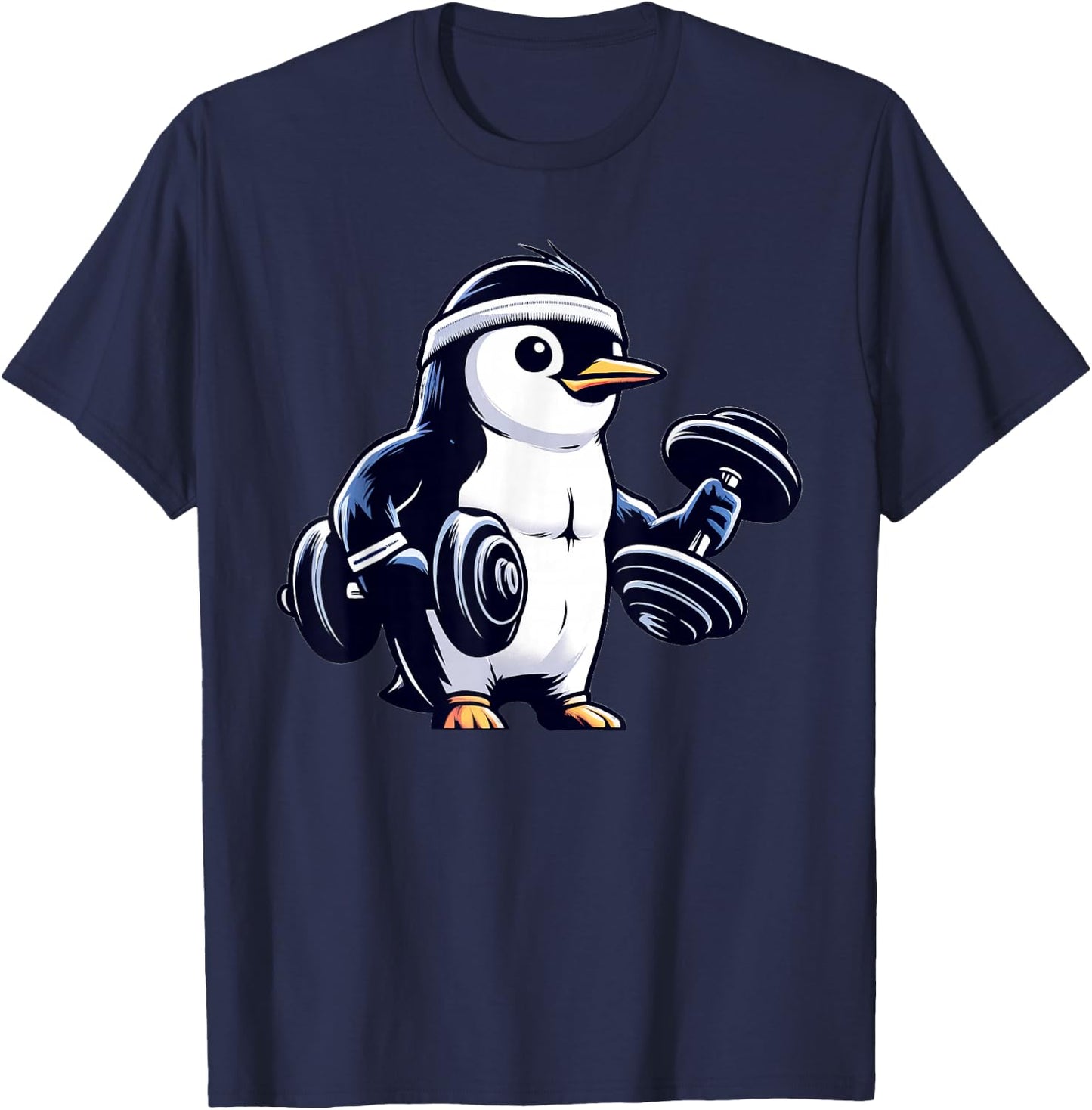 Penguin Powerlifting Weightlifting Gym Workout T-Shirt - T-Shirt | Navy