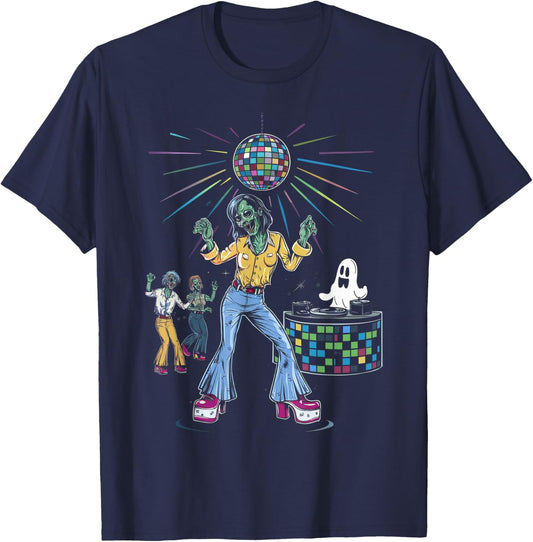 Vintage Halloween Shirt Disco 80's Retro Zombie 70's Dancer T-Shirt - T-Shirt | Navy