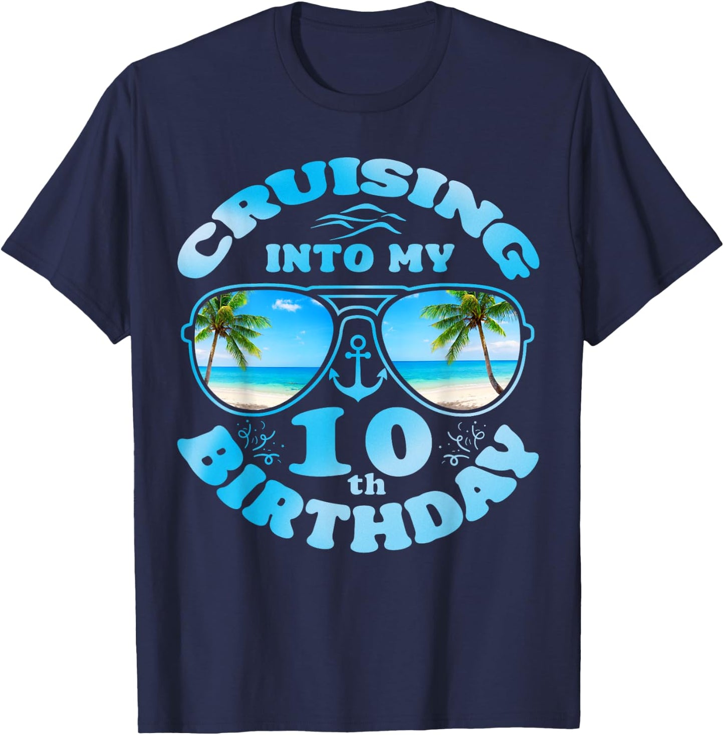 Cruising Into My 10th Birthday-Cute 10th Birthday Cruise Kid T-Shirt - T-Shirt | Navy