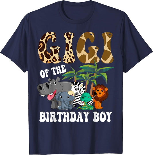 Gigi of the Birthday Boy Zoo Bday Safari Celebration T-Shirt - T-Shirt | Navy
