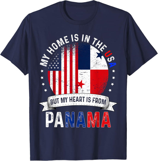 Panamanian American Patriot Heart is from Panama Flag T-Shirt - T-Shirt | Navy