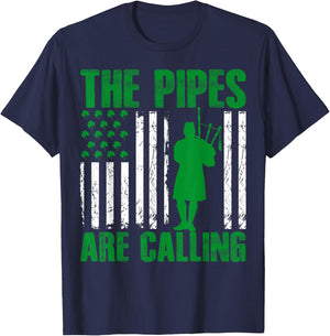 Irish Bagpiper American Pride Musical Bagpipe Gifts Novelty Kids Men T-Shirt - T-Shirt | Navy