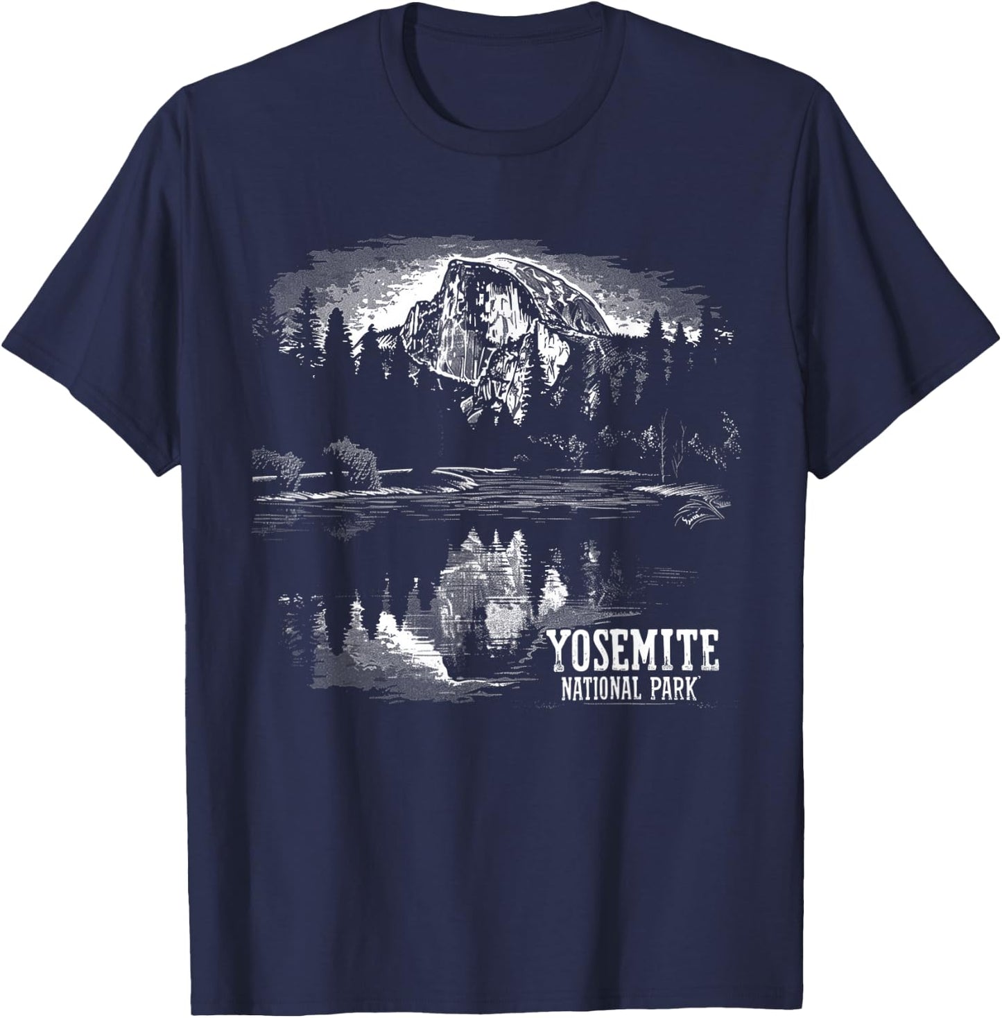 Yosemite - US National Park Vintage Men Women Kids Retro T-Shirt - T-Shirt | Navy