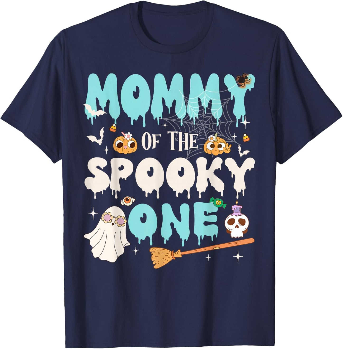 Mommy of The Spooky One Boy 1st Birthday Halloween Family T-Shirt - T-Shirt | Navy