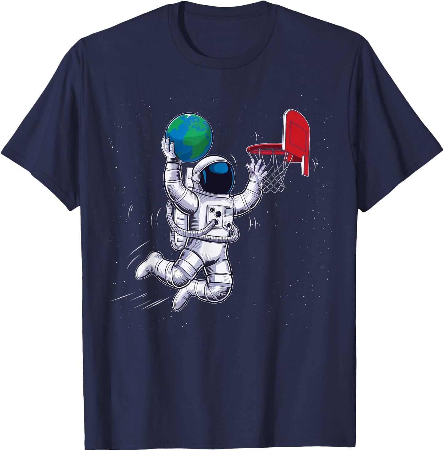 Astronaut Basketball Outer Space Planet Gifts Men Women Kids T-Shirt - T-Shirt | Navy