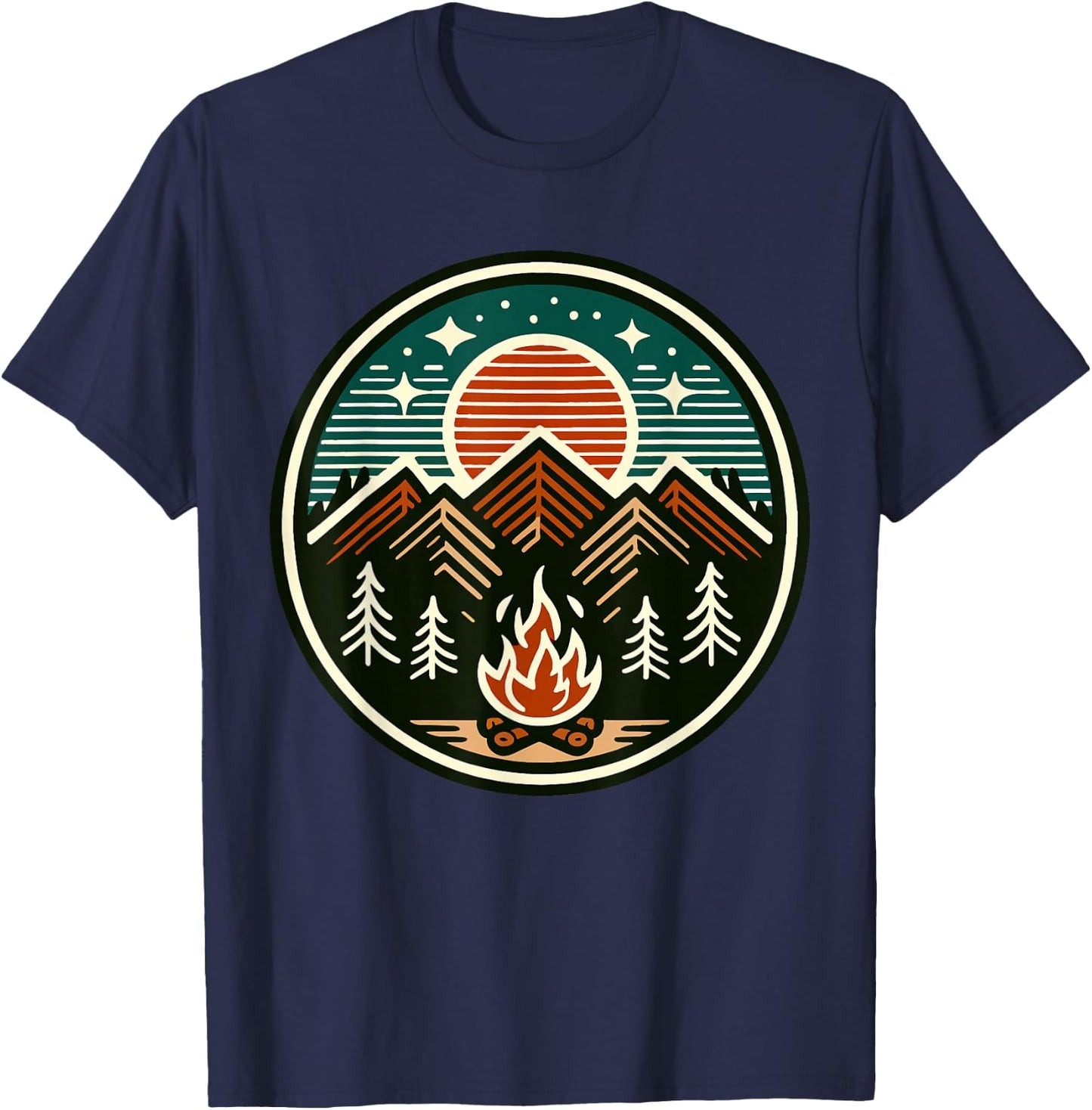 Retro Vintage Campfire Camping Camper Outdoor Camp Men Women T-Shirt - T-Shirt | Navy
