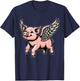 Flying Pig with Wings Dreamers Delight Pig Lovers Funny T-Shirt - T-Shirt | Navy