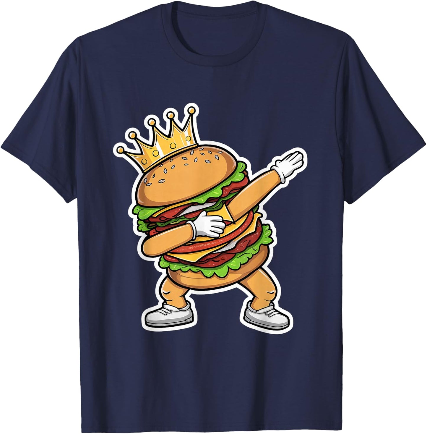 King of Burger Dab Dancing Funny Hamburger T-Shirt - T-Shirt | Navy