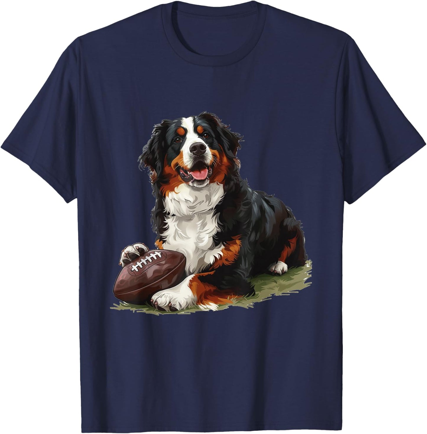 Bernese Mountain Dog Football Sports Team Animal T-Shirt - T-Shirt | Navy