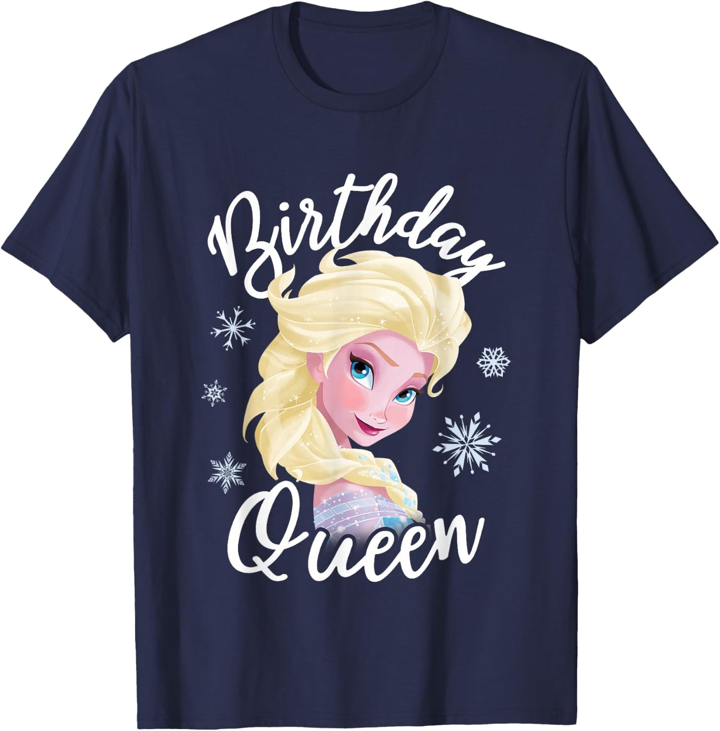 Disney Frozen Birthday Queen Elsa Big Chest Portrait T-Shirt - T-Shirt | Navy