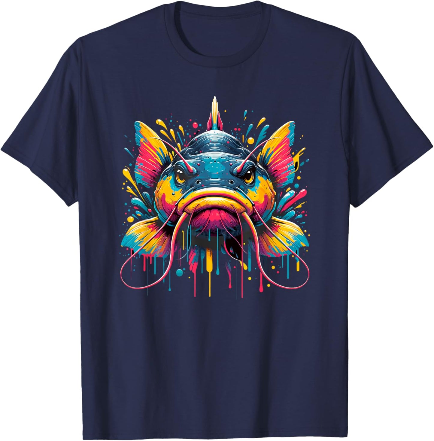 Splash Art Catfish Fish Catfishes T-Shirt - T-Shirt | Navy