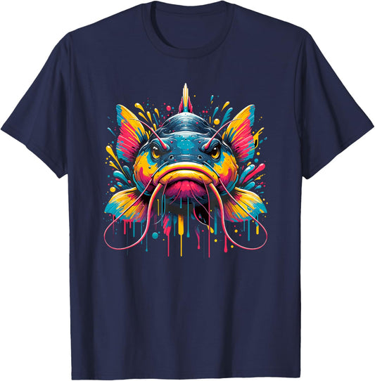 Splash Art Catfish Fish Catfishes T-Shirt - T-Shirt | Navy