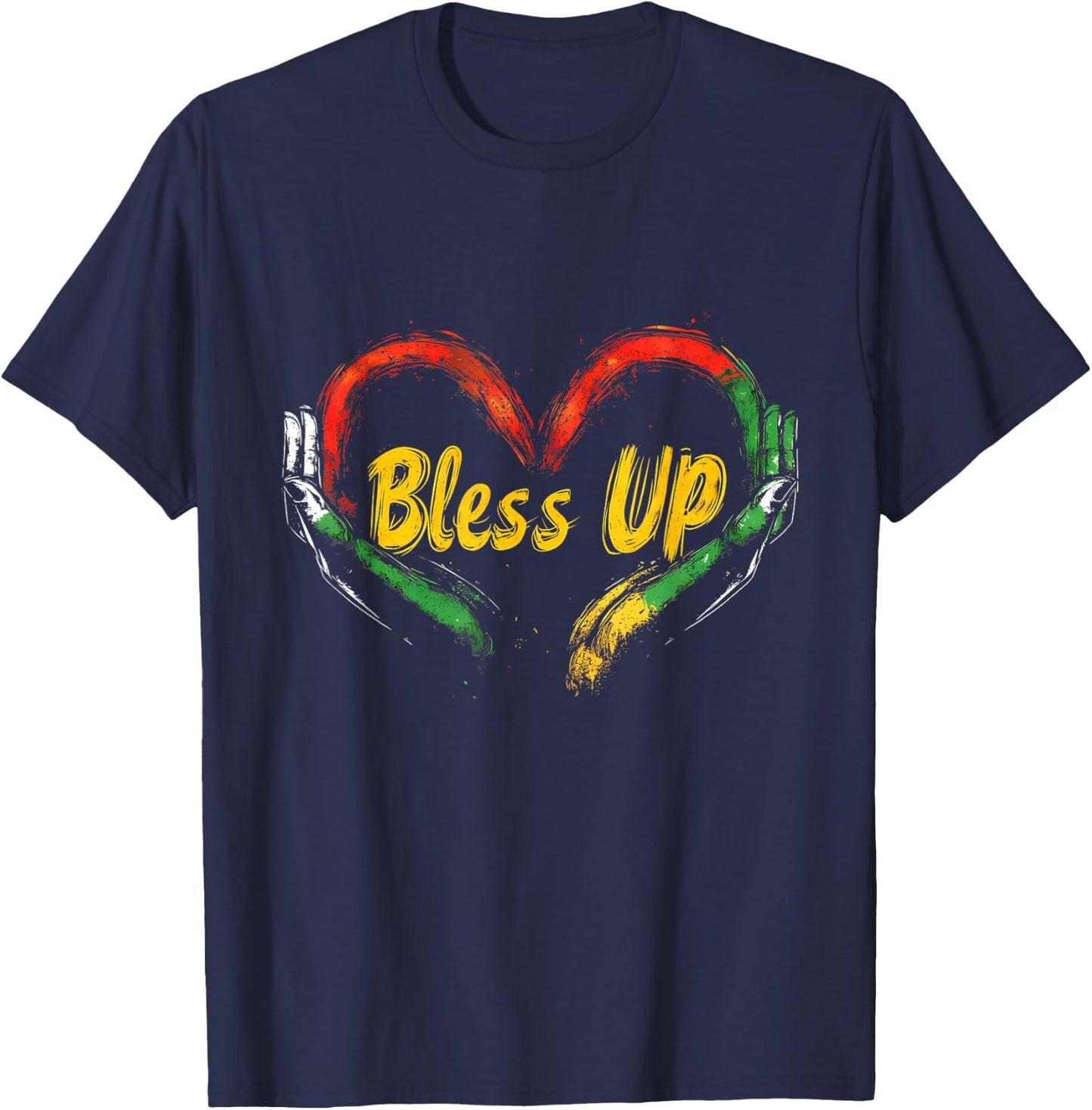Hand Heart Reggae Rastafari Jamaican Roots Rasta T-Shirt - T-Shirt | Navy
