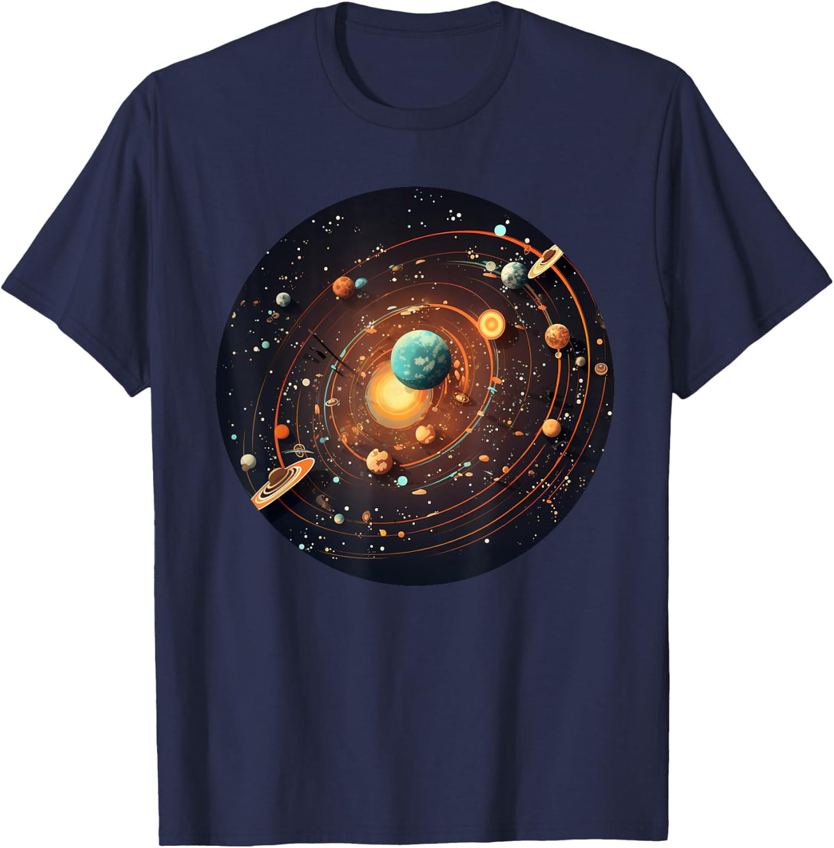 Cool planets and sun for Kuiper belt lovers T-Shirt - T-Shirt | Navy