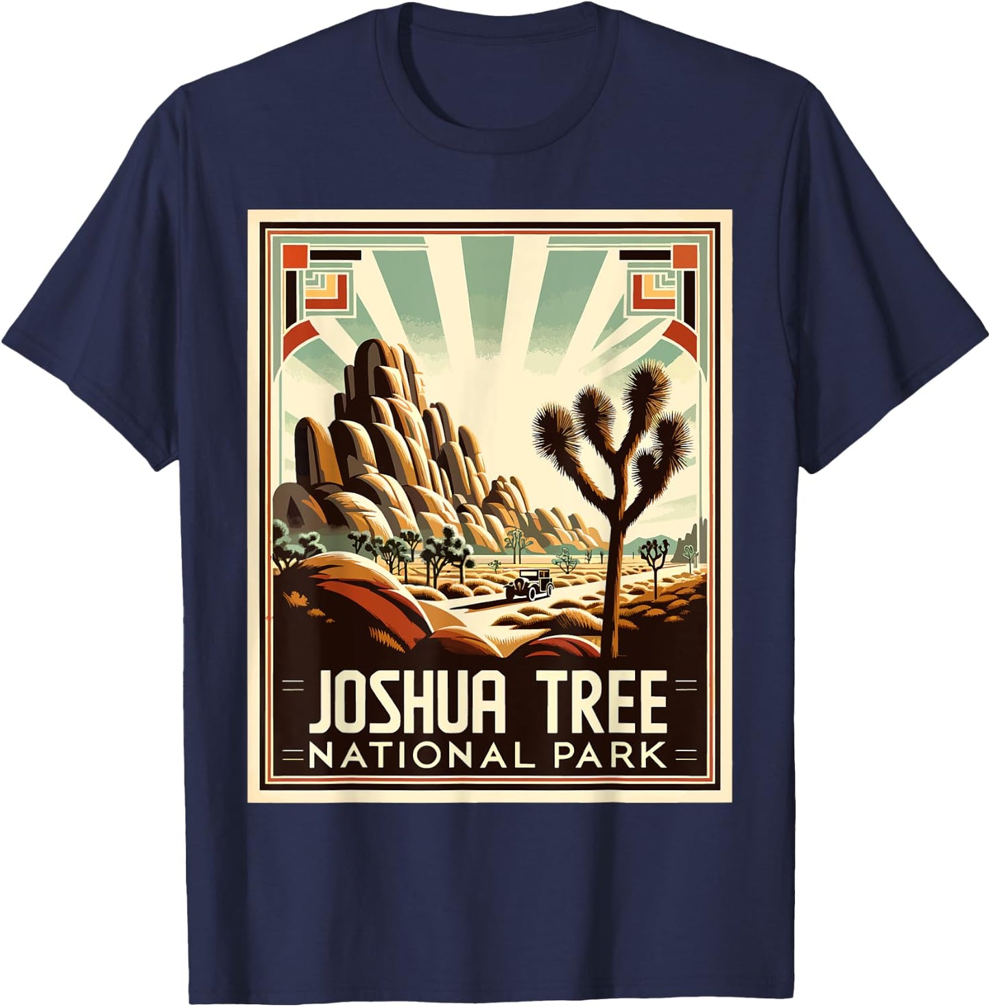 Joshua Tree National Park Vintage Hiking Camping Outdoor T-Shirt - T-Shirt | Navy