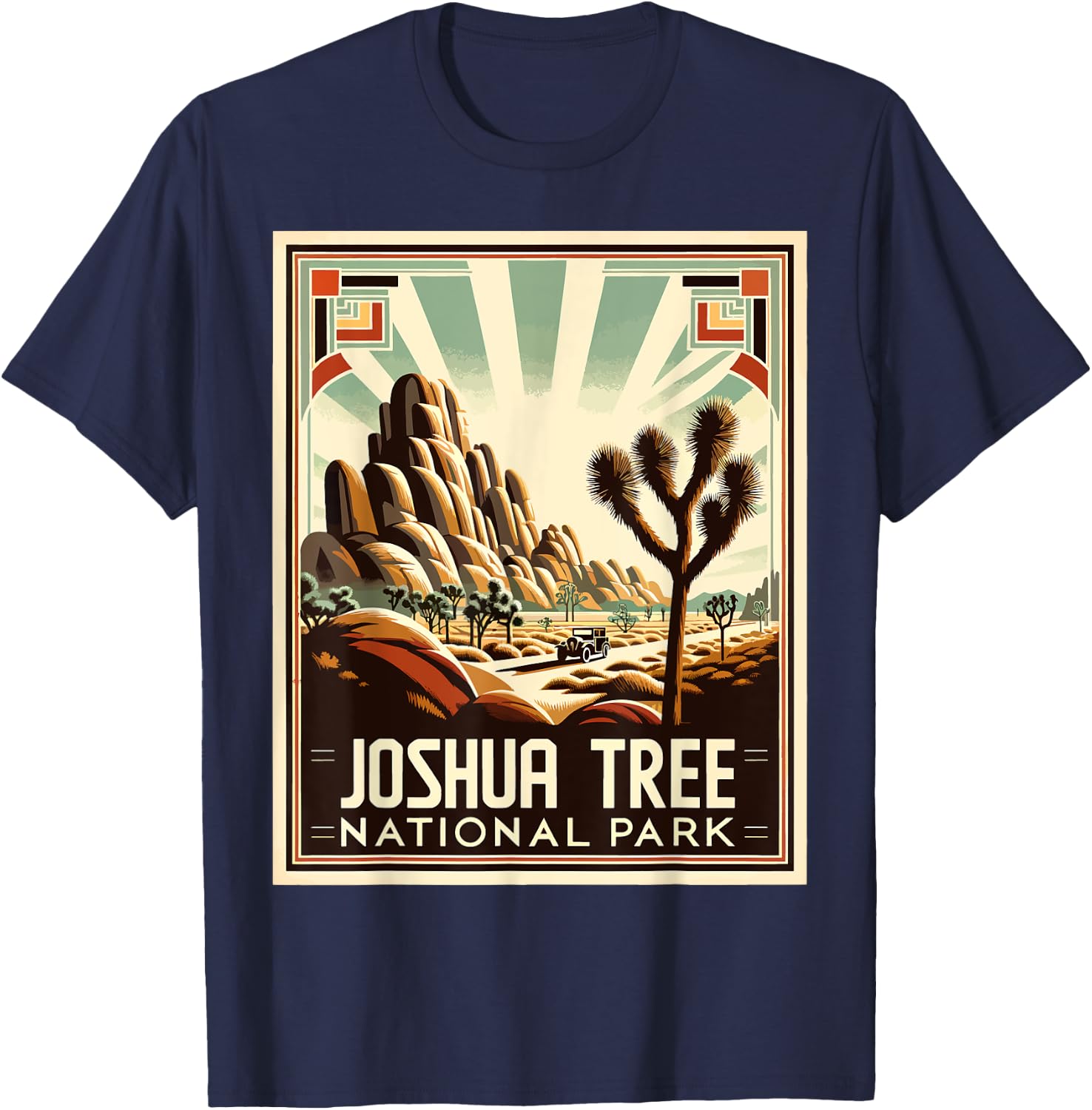 Joshua Tree National Park Vintage Hiking Camping Outdoor T-Shirt - T-Shirt | Navy