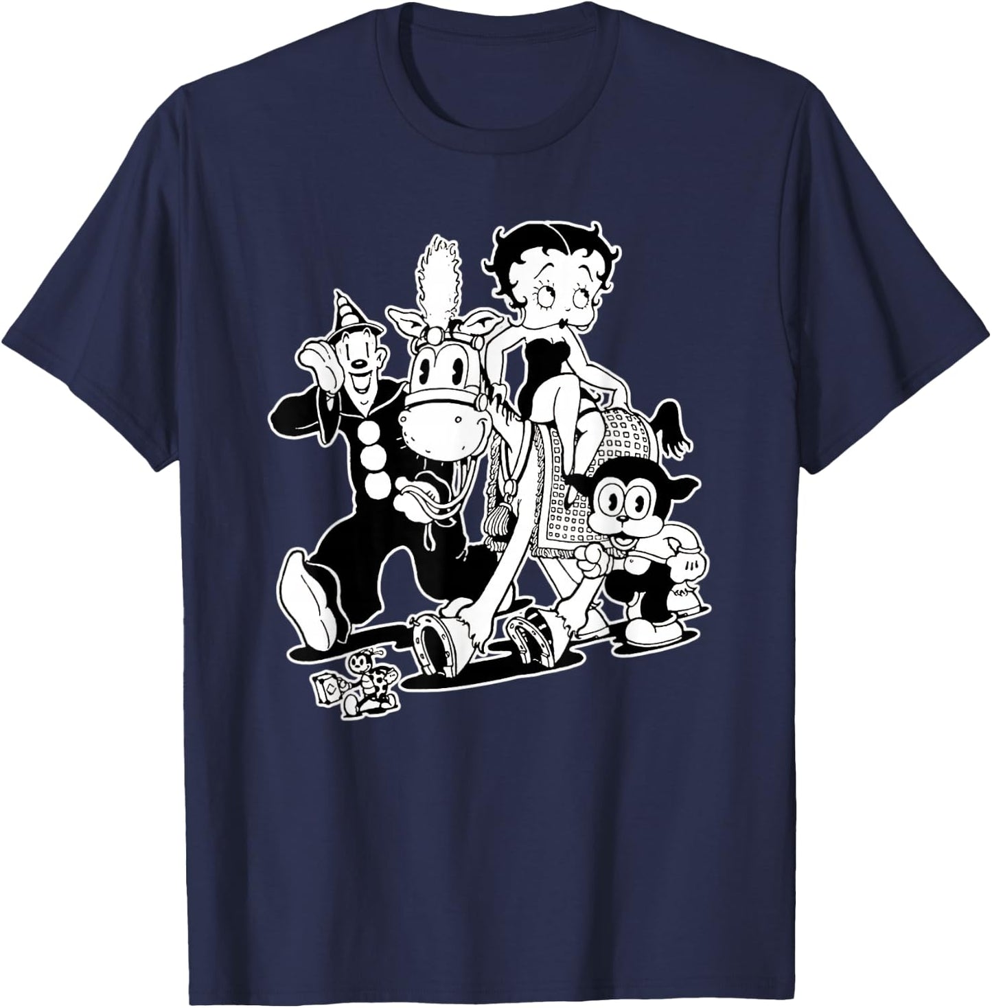 Koko the Clown Bimbo Betty Vintage Crew Cartoon T-Shirt - T-Shirt | Navy