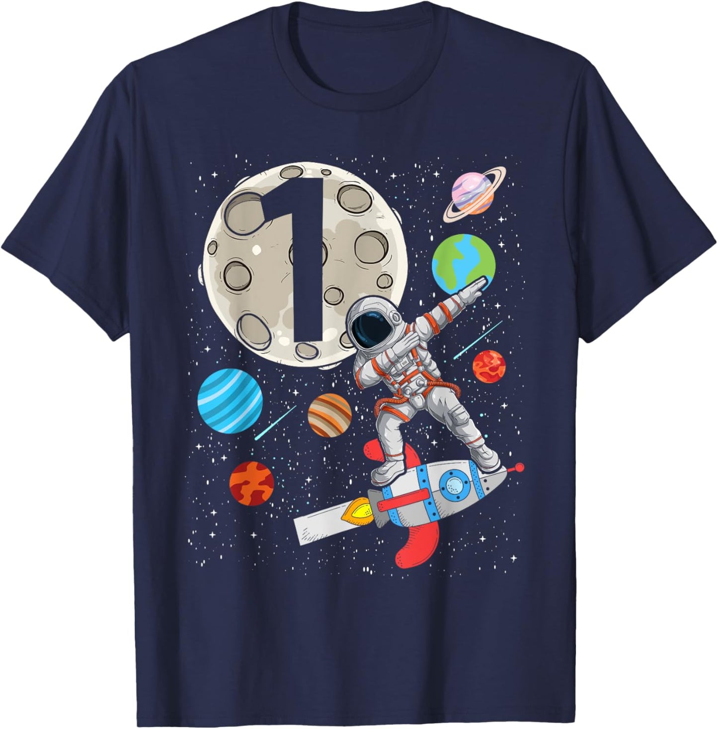 1 Years Old Birthday Boy Astronaut 1st Birthday T-Shirt - T-Shirt | Navy