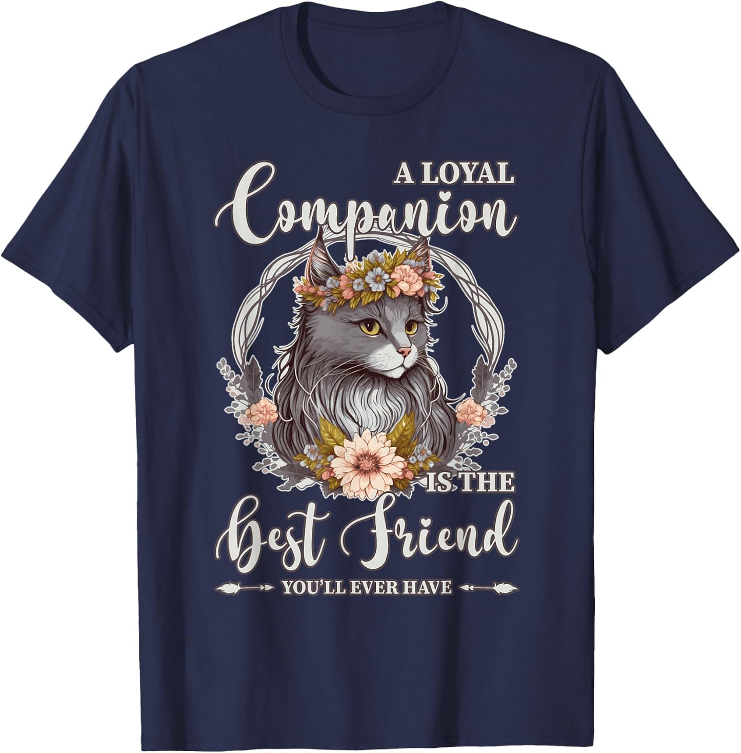 Cute Flower Crown Cat Pet Lover Quotes Fur Parent Men Women Kids T-Shirt - T-Shirt | Navy