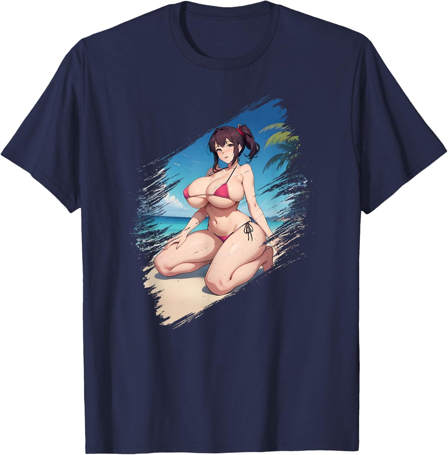 Big Boobs Anime Manga Girl Women Bikini T-Shirt - T-Shirt | Navy