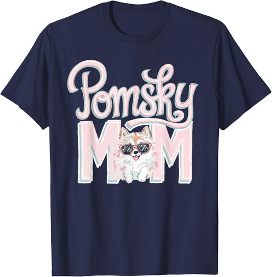 Pomsky Mom Cute Pomsky Sunglasses Mother Of Pomskies T-Shirt - T-Shirt | Navy