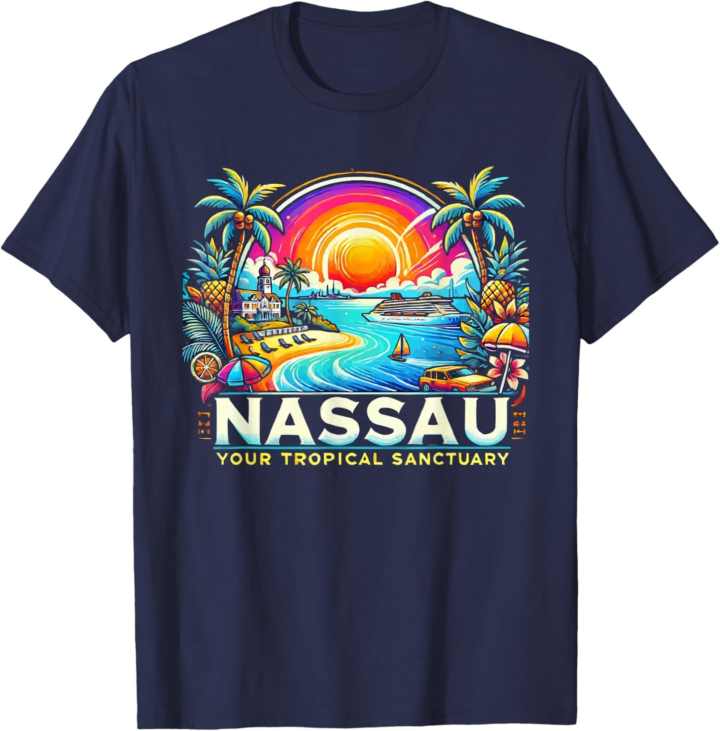 Nassau Bahamas Travel Vacation Beach I Love Nassau T-Shirt - T-Shirt | Navy