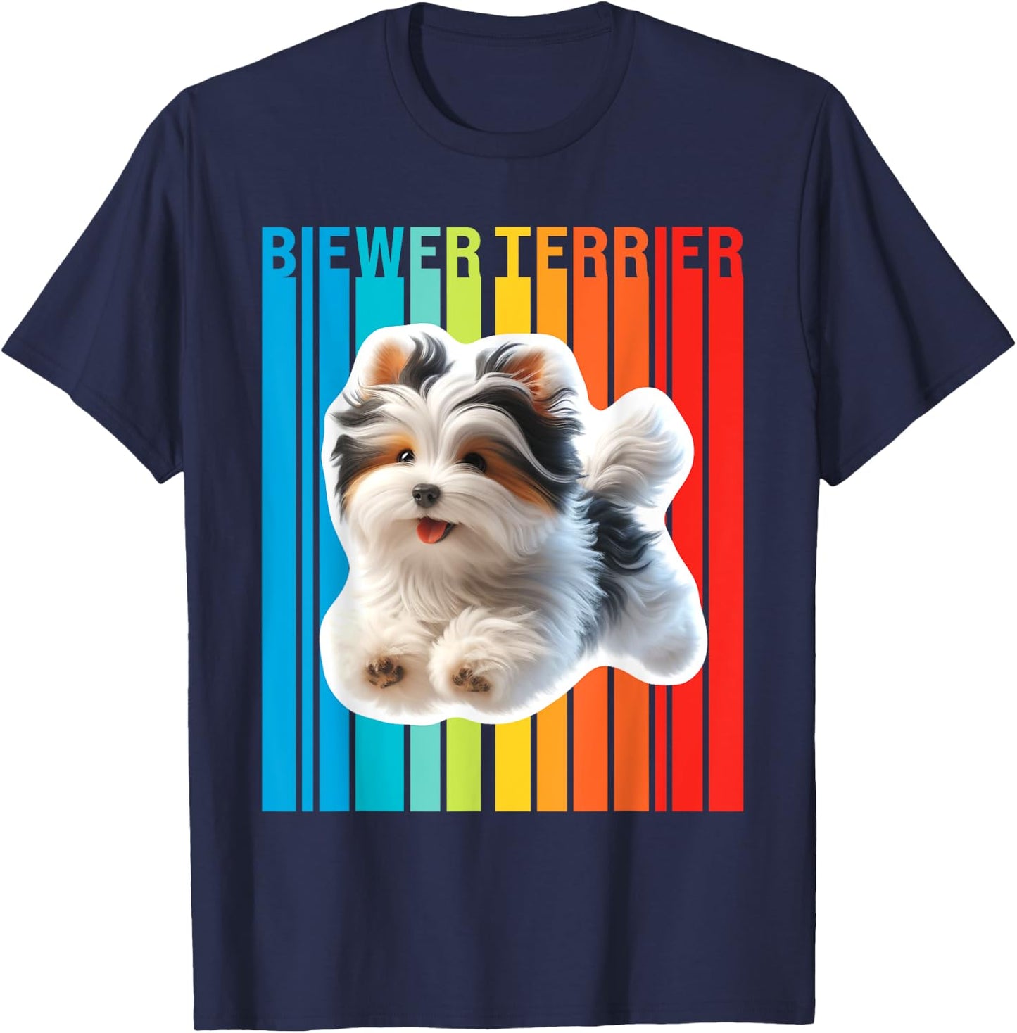 Colorful Biewer Terrier T-Shirt - T-Shirt | Navy