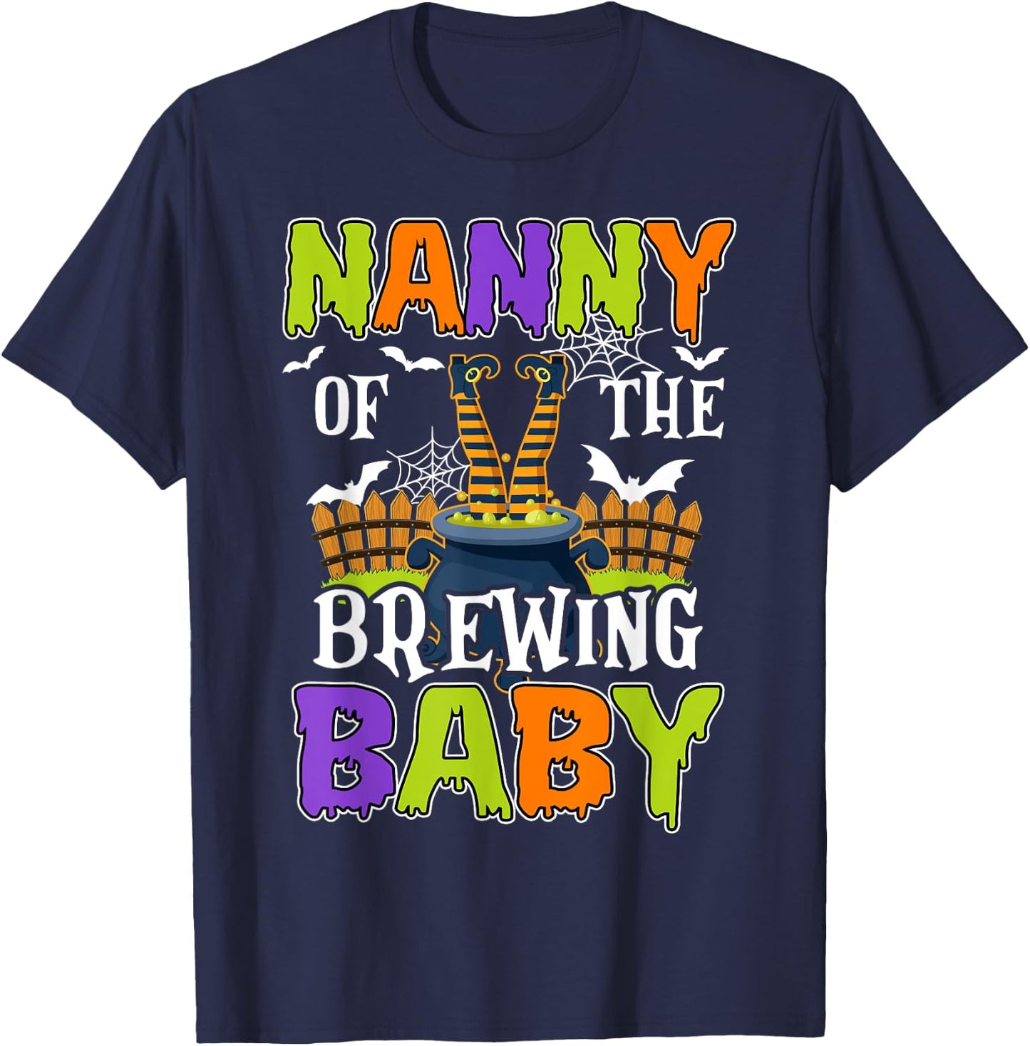 Nanny Of The Brewing Baby Halloween Witch Baby Funny T-Shirt - T-Shirt | Navy