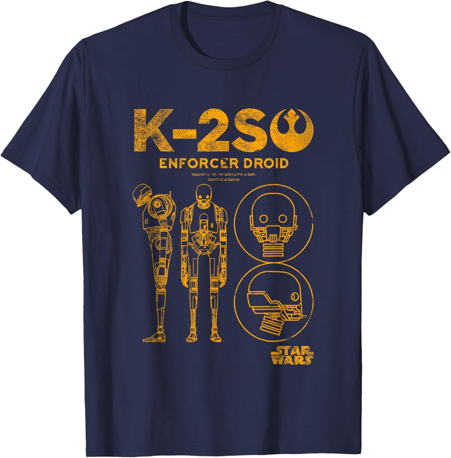 Star Wars Rogue One K-2SO Enforcer Droid Retro Chest Poster T-Shirt - T-Shirt | Navy