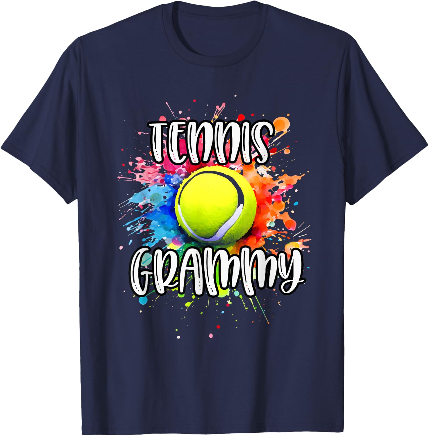 Tennis GRAMMY Tennis Ball Graphic Shirt Colorful Splash T-Shirt - T-Shirt | Navy