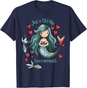 Funny Mermaids Lovers Gift - Just A Girl Who Loves Mermaids T-Shirt - T-Shirt | Navy