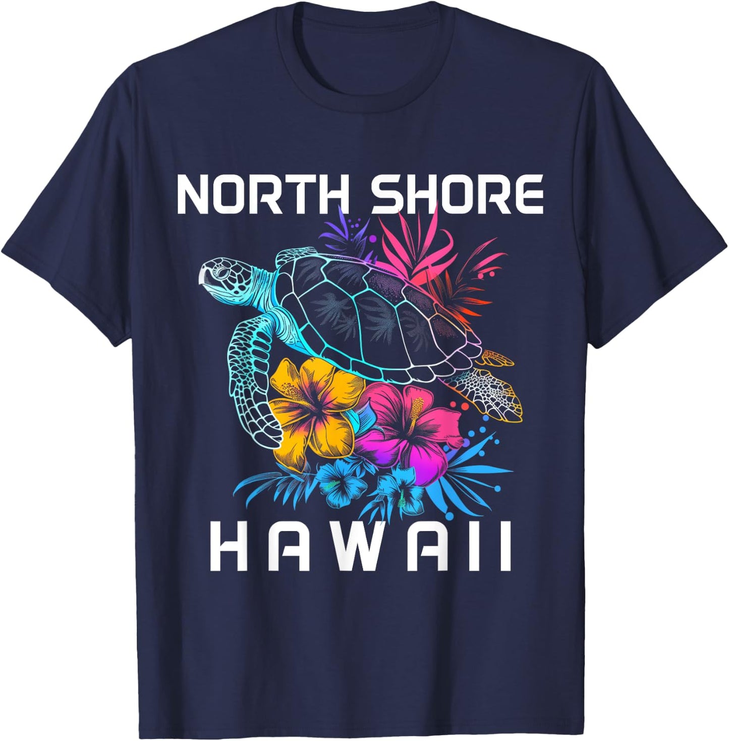 North Shore Hawaii Sea Turtle Hawaiian Diving Surfer T-Shirt - T-Shirt | Navy