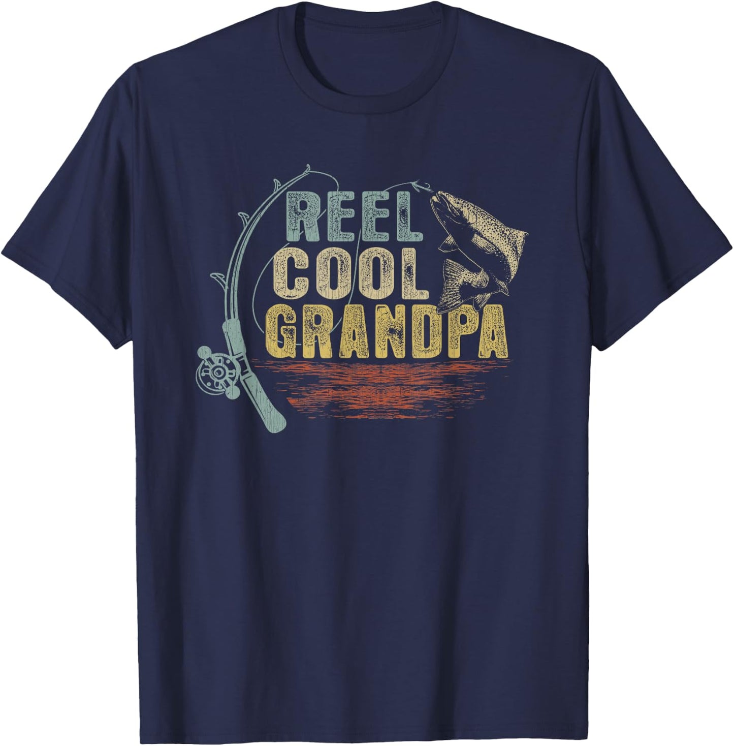 Funny Fishing Vintage Reel Cool Grandpa T-Shirt - T-Shirt | Navy