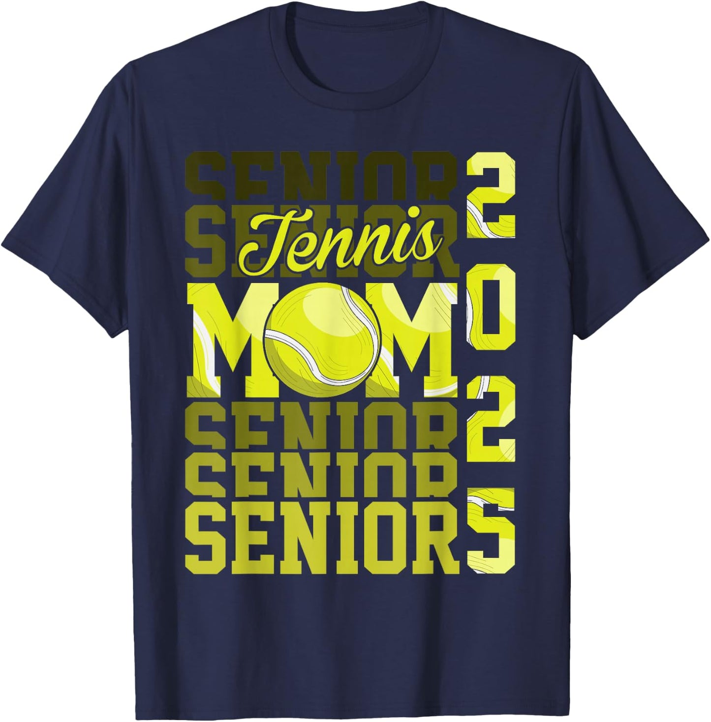 Proud mom of a tennis senior 2025 class of 25 graduation T-Shirt - T-Shirt | Navy