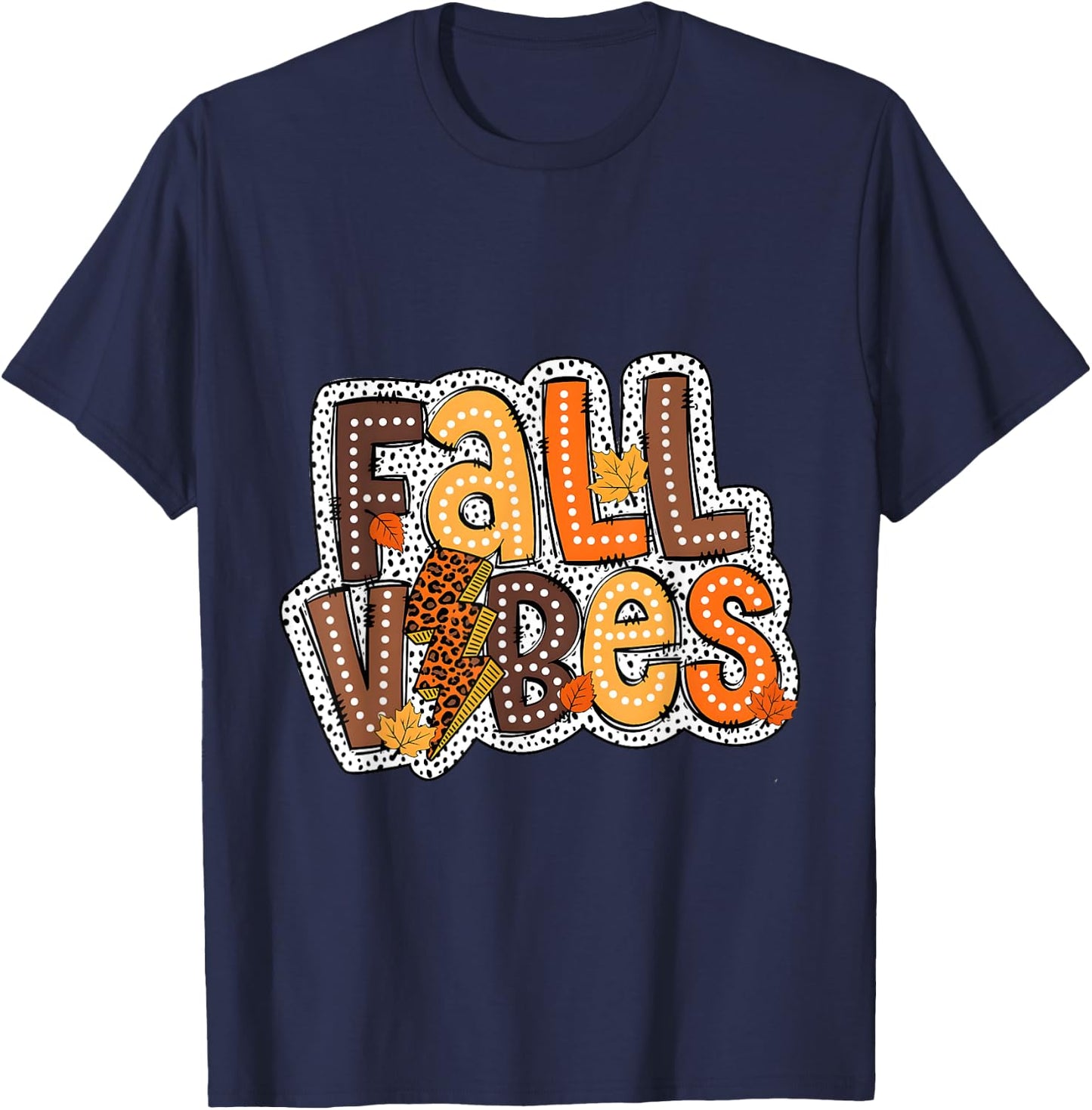Fall Vibes,Groovy Face Retro Fall Season Autumn T-Shirt - T-Shirt | Navy