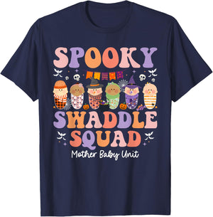 Spooky Swaddle Squad Mother Baby Unit Halloween T-Shirt - T-Shirt | Navy