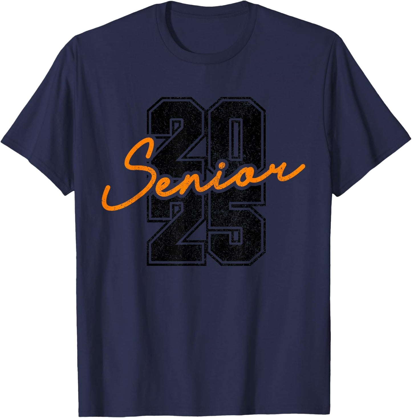 Class of 2025 Senior High School College Grad Retro Orange T-Shirt - T-Shirt | Navy