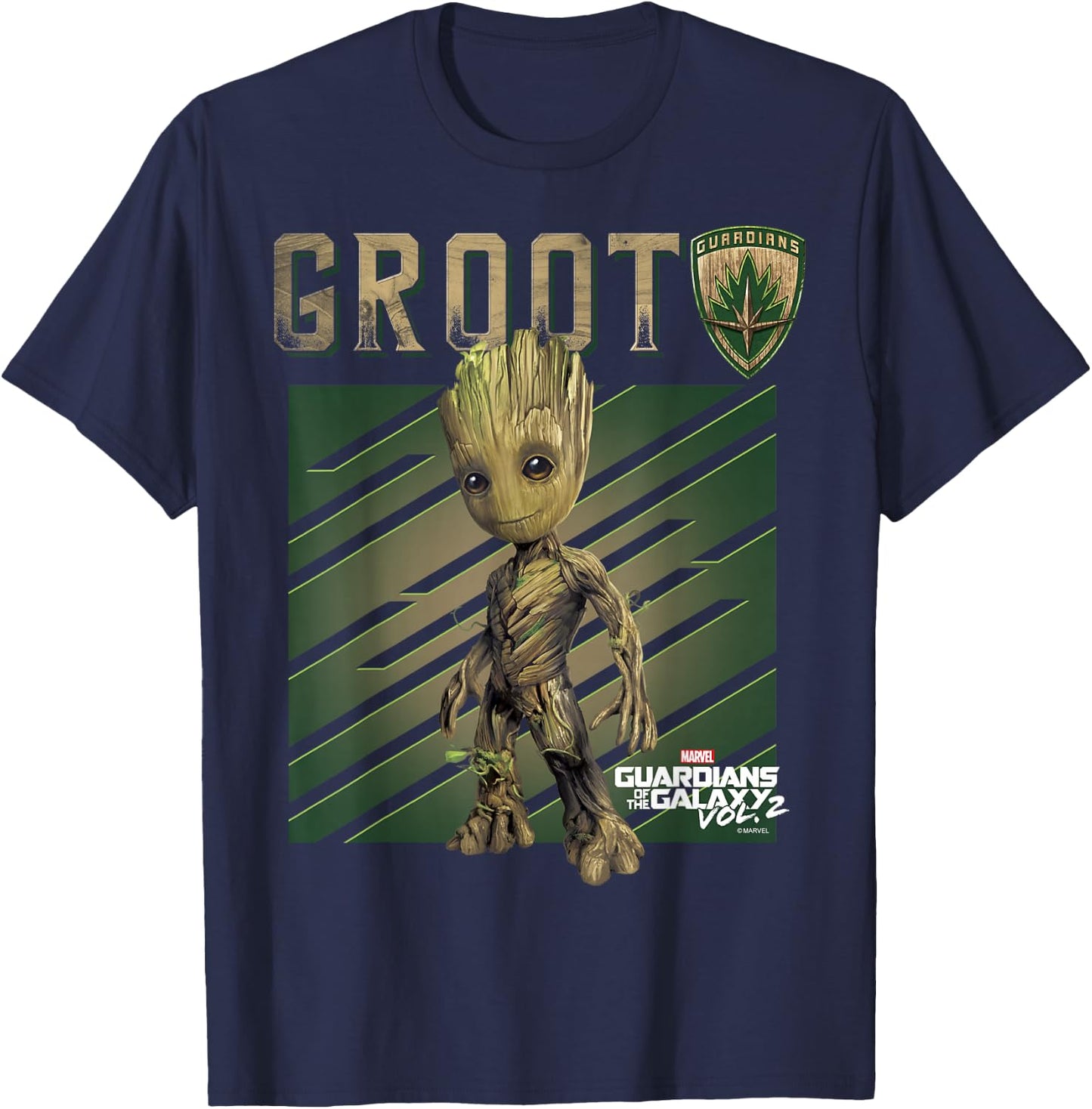 Marvel Guardians of The Galaxy Vol 2 Baby Groot Shield T-Shirt - T-Shirt | Navy