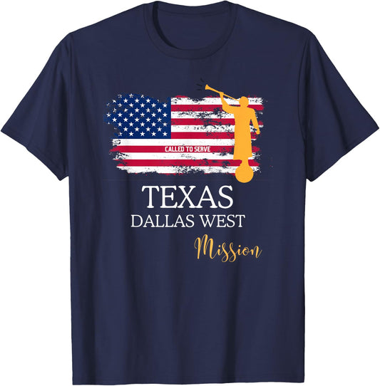 Texas Dallas West Mormon LDS Mission Missionary Missionary T-Shirt - T-Shirt | Navy