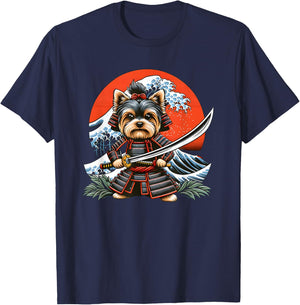 Otaku Yorkie dog Samurai Men Women Girls Kids T-Shirt - T-Shirt | Navy