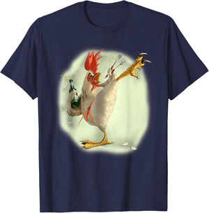 Chicken Beer Karate Kick Cool Chicken Funny Chicken Farmer T-Shirt - T-Shirt | Navy